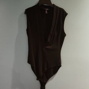 Forever 21 Deep V-Neck Black Bodysuit